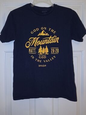 Kerusso Navy Crewneck Tee with Tonal Label Print, Adult Small